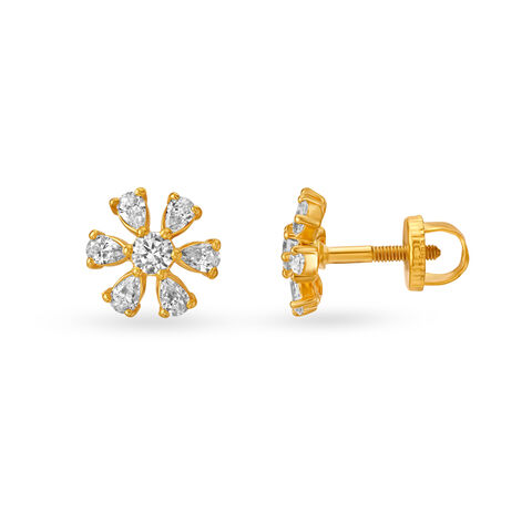 Enchanting Floral Gold Stud Earrings for Kids