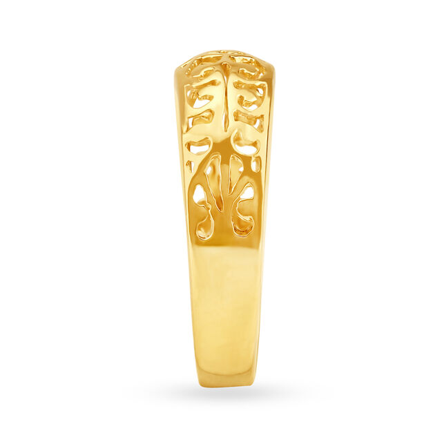Sonorous Yellow Gold Carved Finger Ring,,hi-res image number null