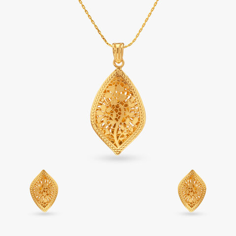 Aura Gold Pendant and Earrings Set
