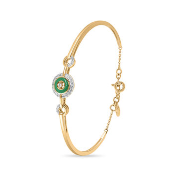 14 KT Yellow Gold Diamond Bangle
