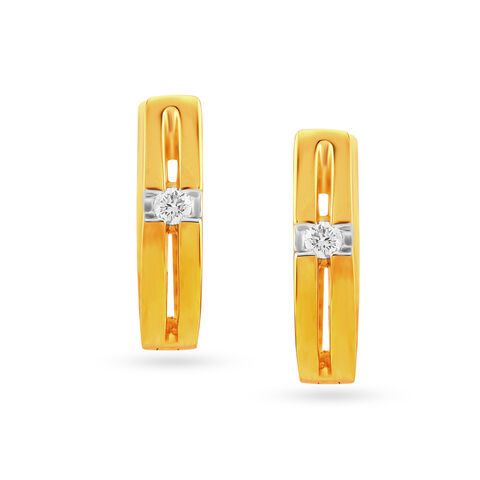 Classy Gold and Diamond Hoop Earrings