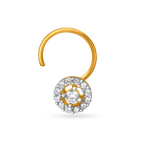 Blingy Round Gold and Diamond Nose Pin