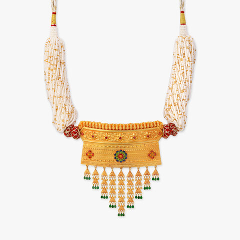 Tapered Tapestry Gold Necklace