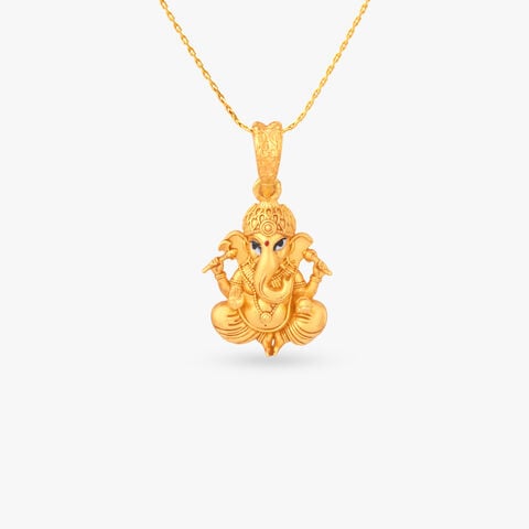Regal Ganesha Gold Pendant
