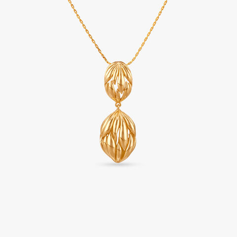 Lotus Orb Gold Pendant and Earrings Set