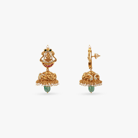 Divine Lotus Gold Jhumka Earrings