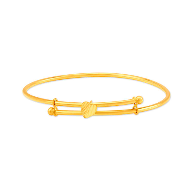 Dazzling Gold Bangle with Heart Shape Motif