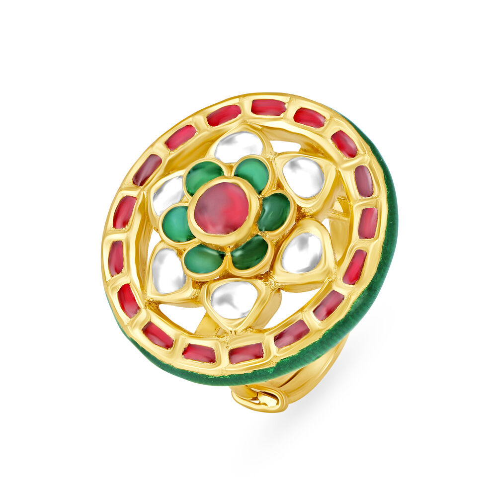 Mesmerizing Chandak and Kundan Inlay Work Finger Ring