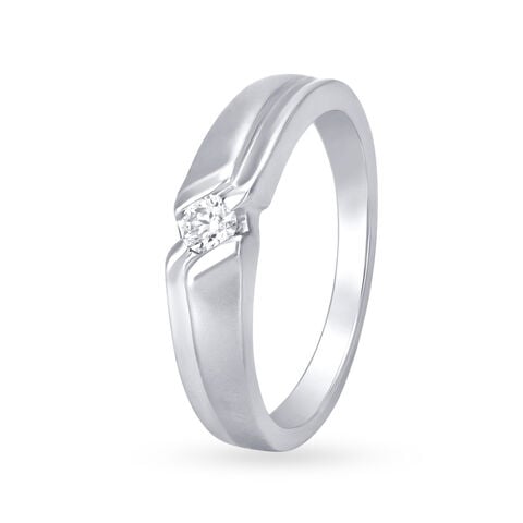 Glimmering 950 Pure Platinum And Diamond Ridged Ring