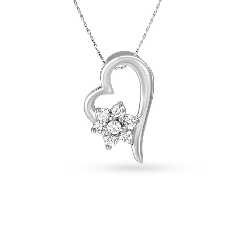 Unique Heart Shaped White Platinum Pendant
