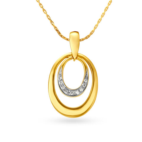 Double Oval Gold and Diamond Pendant