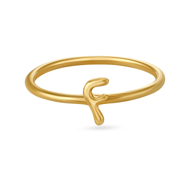 Letter F 14KT Yellow Gold Initial Ring,,hi-res image number null