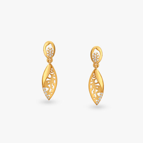 Sparkling Veined Gold Drop Earrings