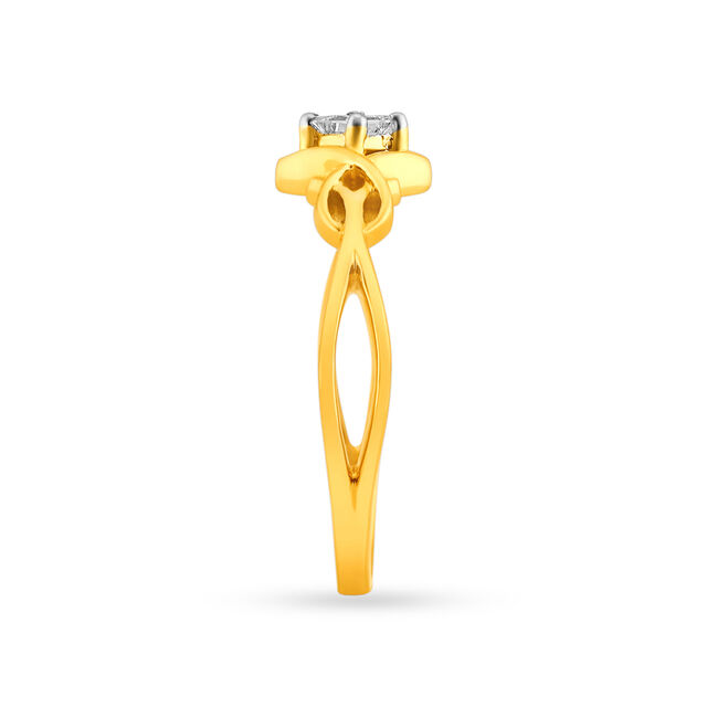 Gleaming 18 Karat Yellow Gold And Diamond Interlock Ring,,hi-res image number null