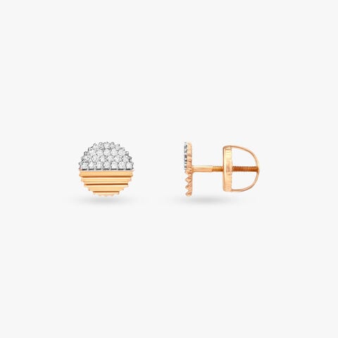 Solar Crest Diamond Stud Earrings