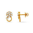 Fancy Design Floral Gold Stud Earrings,,hi-res image number null