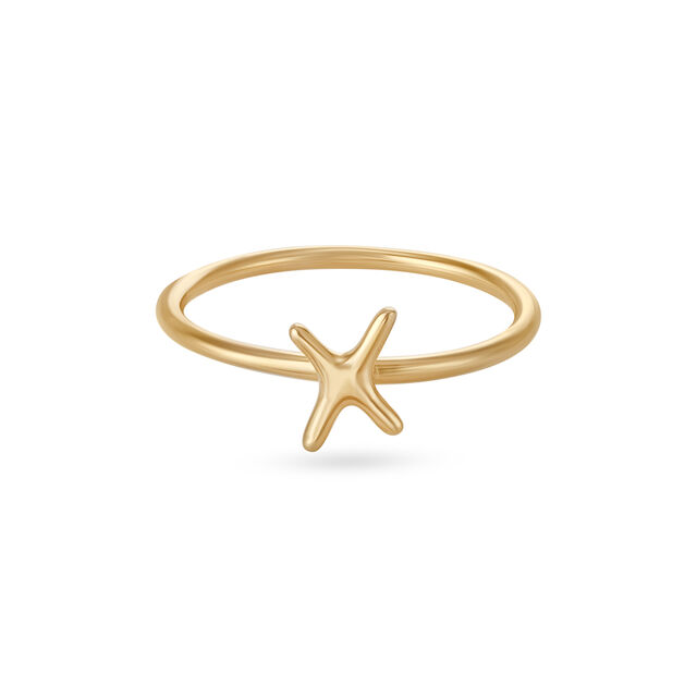 Letter X 14KT Yellow Gold Initial Ring,,hi-res image number null