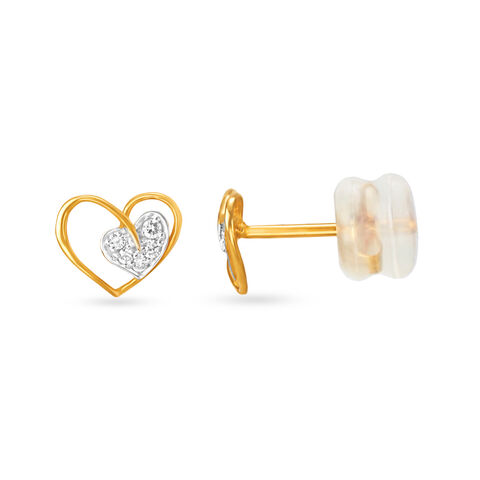 Romantic Diamond Heart Stud Earrings