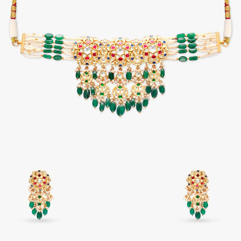 Majestic Verdure Gold Necklace Set