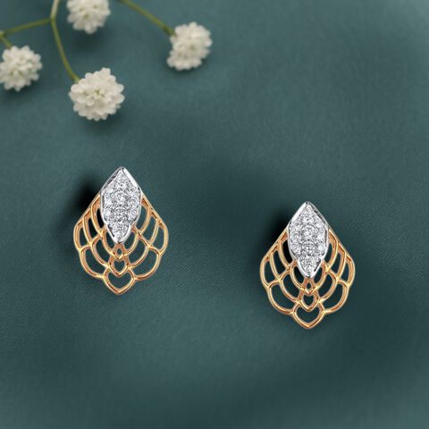 Delicate Vine Diamond Stud Earrings