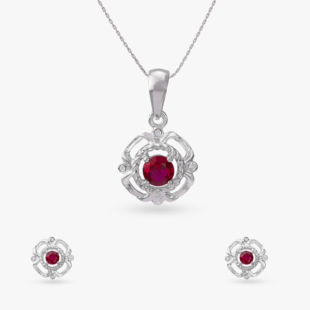 Prism Radiance Silver Pendant and Earrings Set Tanishq Online