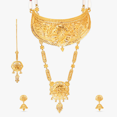 Blissful Peacock Gold Jewellery Set