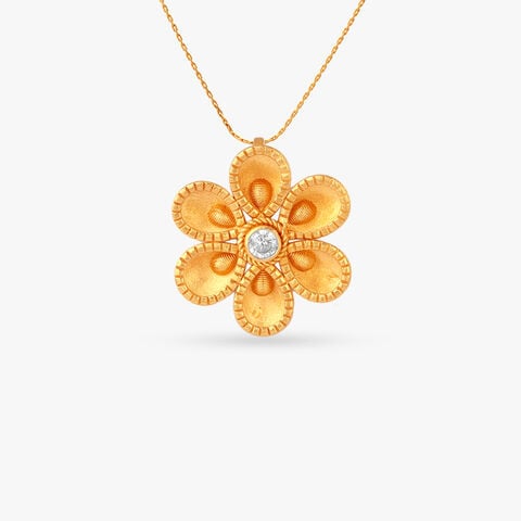Sunlit Bloom Gold Pendant and Earrings Set
