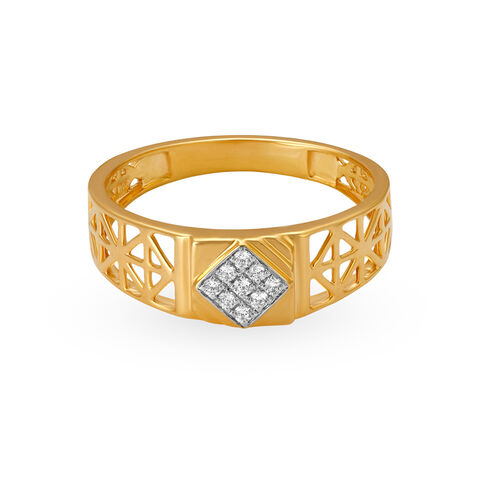 Bold Geometric Diamond Finger Ring for Men alternate view 1