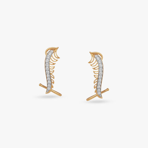 Wing Curve Diamond Stud Earrings
