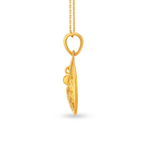 Celestial Yellow Gold Crescent Lattice Pendant