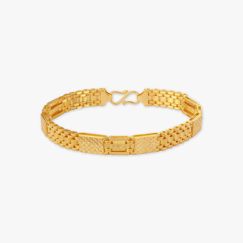 Contemporary Block Gold Bracelet for Men