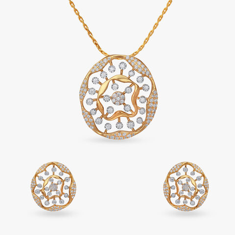 Glorious Gaze Diamond Pendant and Earrings Set