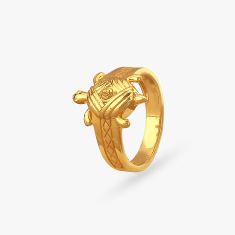 Turtle Charm Gold Ring for Men