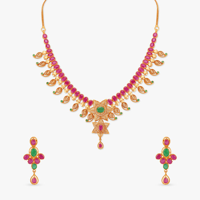 Opulent Emerald and Ruby Necklace Set
