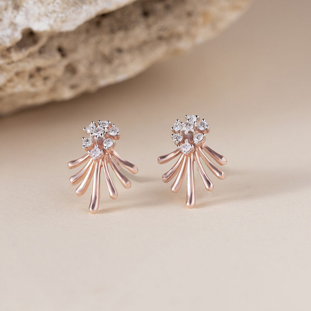 Dainty Sparkle Gold Diamond Stud Earrings
