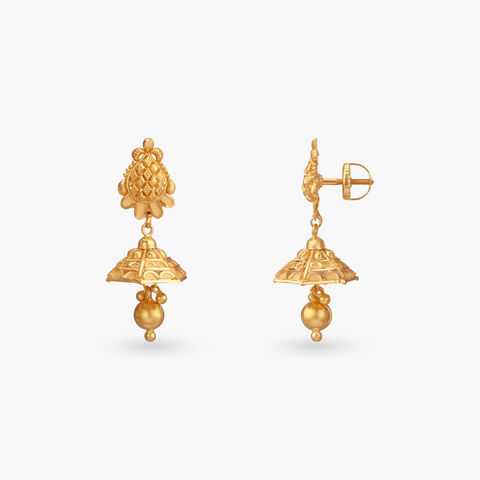 Regal Pine Gold Jhumka Earrings