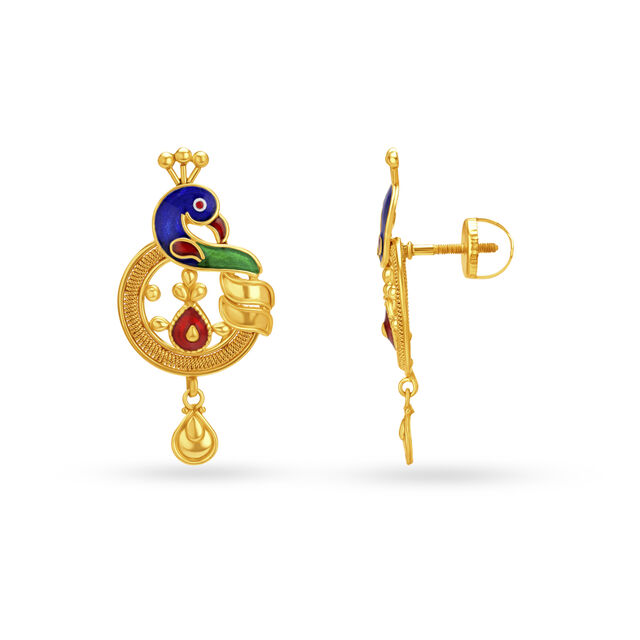 Traditional Peacock Short Drop Earrings,,hi-res image number null