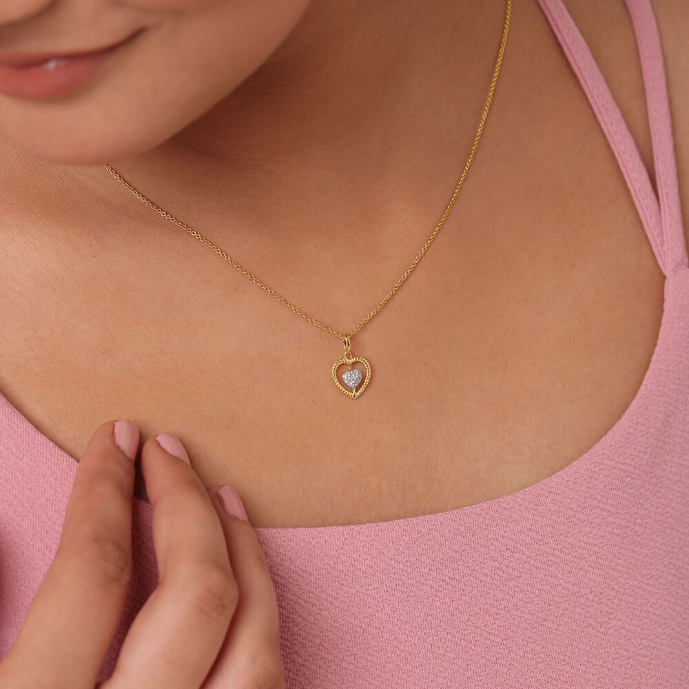 Tanishq gold chain with diamond pendant on sale