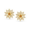 Enticing Floral Stud Earrings with Precious Stones,,hi-res image number null