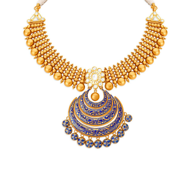 Resplendent Gold Crescent Necklace Set for the Contemporary Bride,,hi-res image number null