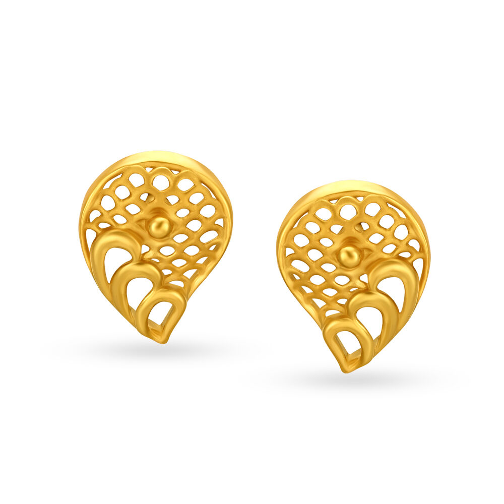 Contemporary Surreal Gold Stud Earrings