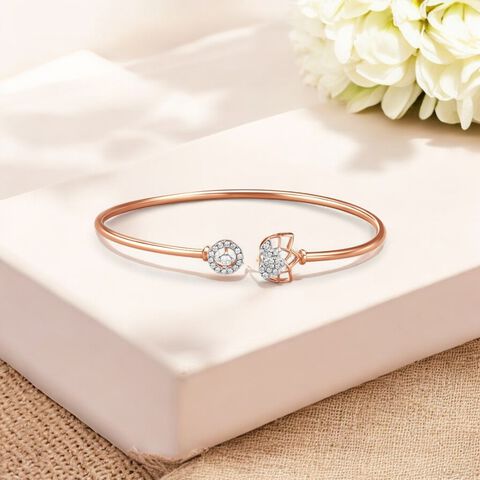 Gleaming Lotus Diamond Bangle