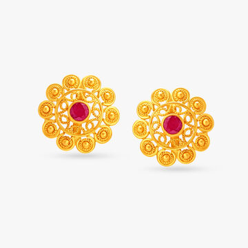 Abstract Gold Stud Earrings