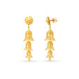 Sumptuous Yellow Gold Floral Tiered Jhumkas,,hi-res image number null
