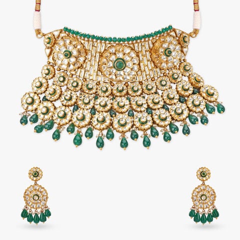 Floral Tapestry Gold Necklace Set