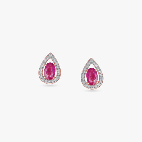 Crimson Grace Diamond Stud Earrings