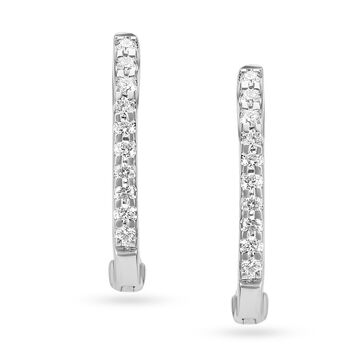 Dainty Platinum Diamond Hoop Earrings