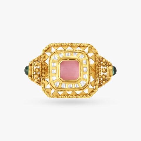 Mesmerizing Gajri With Chandak Work Finger Ring