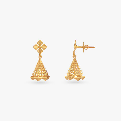 Temple Tier Gold Jhumka Earrings