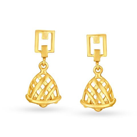 Trendy 22 Karat Yellow Gold Bell Drop Earrings